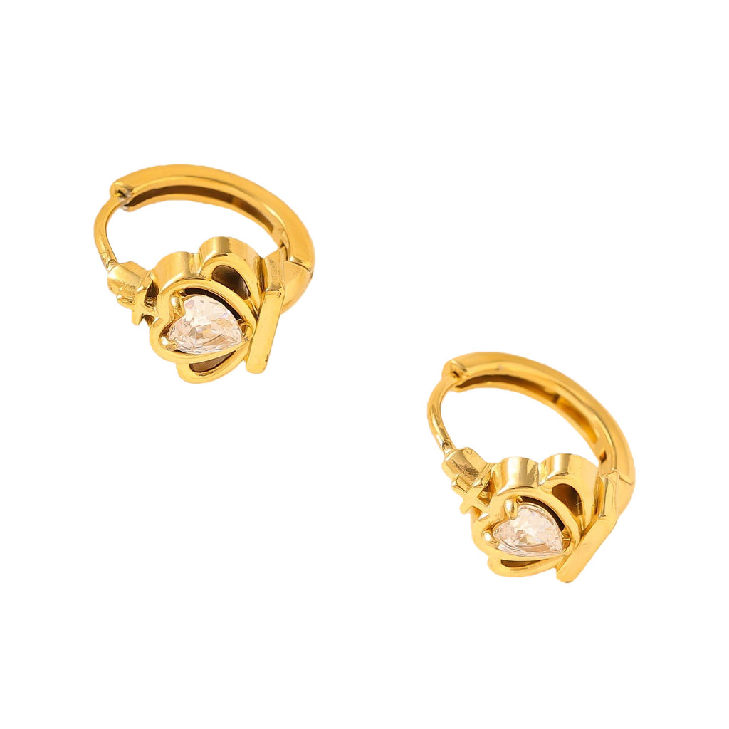 Geometric Zircon Hoop Earrings — Stainless Steel, 18K Gold Plated, Versatile