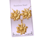 Vintage 18K Gold Earrings & Necklace Set — 304 Stainless Steel, Fade-Resistant
