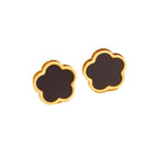Five-Petal Flower Jewelry Set — Earrings & Bracelet & Necklace, Titanium Steel, 18K Gold
