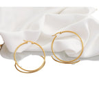 Classic Round Line Hoop Earrings — Stainless Steel, Polished, Multi-Size