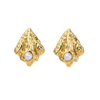 French Light Luxury Pearl Stud Earrings — 18K Gold Stainless Steel