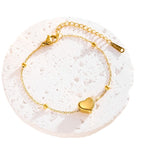 Heart Link Couple Bracelet — Titanium Steel, 18K Gold/Silver, INS Minimalist