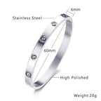 Ten-Stone Diamond Bangle Bracelet — Stainless Steel, 18K Gold Plated, Clasp Closure
