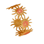 Sunflower Enamel C-Shape Open Bangle — Stainless Steel, French Vintage, Fade-Resistant