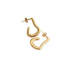 Geometric Hammered Texture Drop Earrings — Stainless Steel, 18K Gold Plated