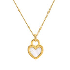 Double-Sided Shell & Heart Titanium Steel Necklace — 18K Gold Plated