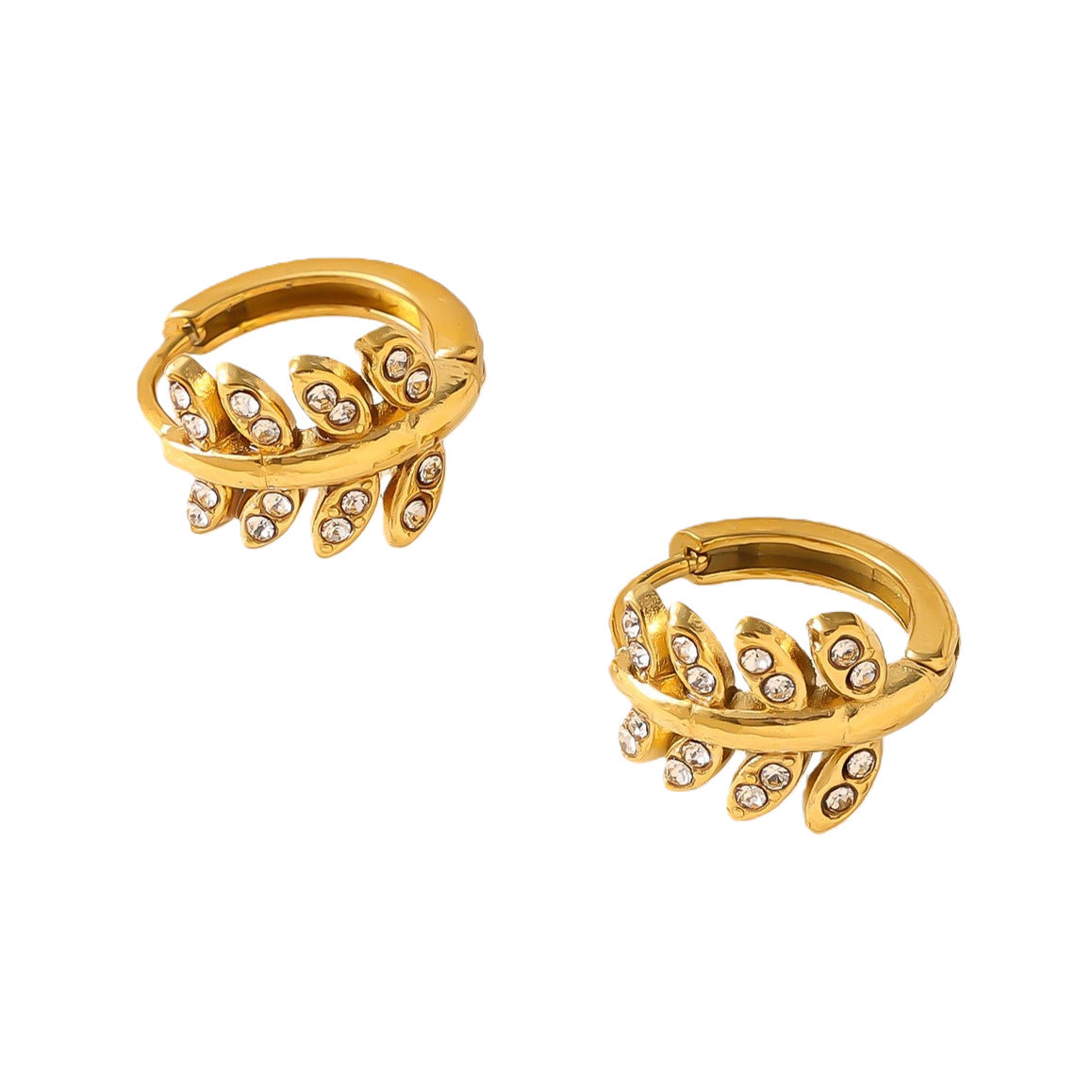 Zircon Heart Cross Butterfly Ear Cuffs — Stainless Steel, 18K Gold, 25 Styles