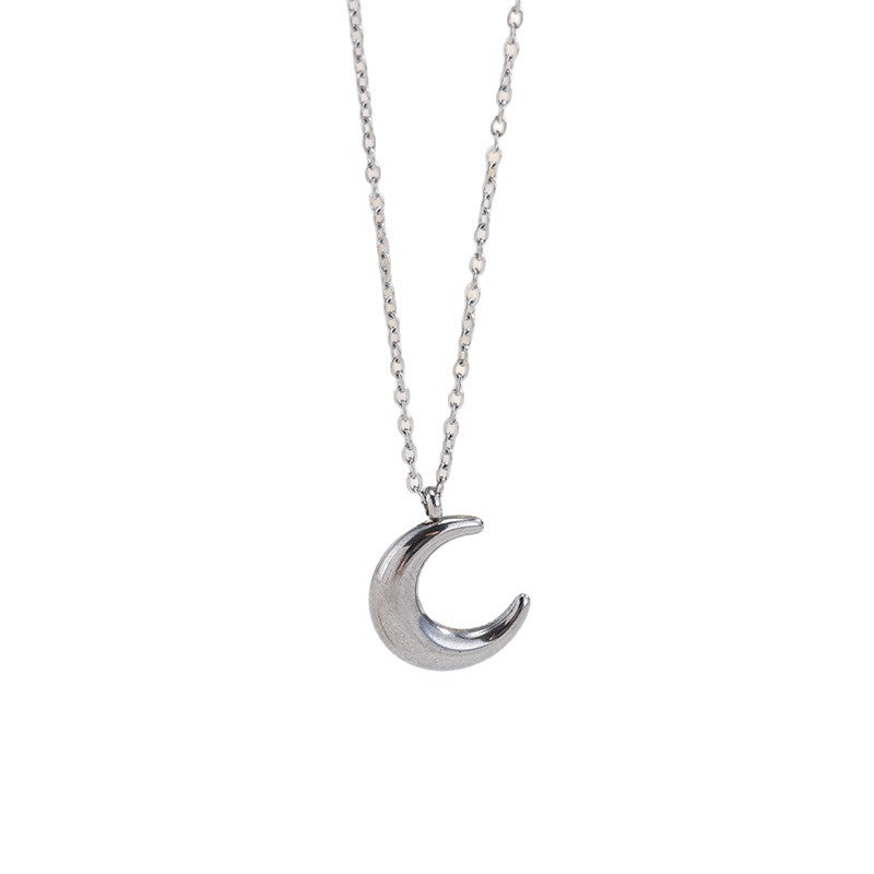 Crescent Moon Necklace — 304 Stainless Steel, 18K Gold Plated, Minimalist