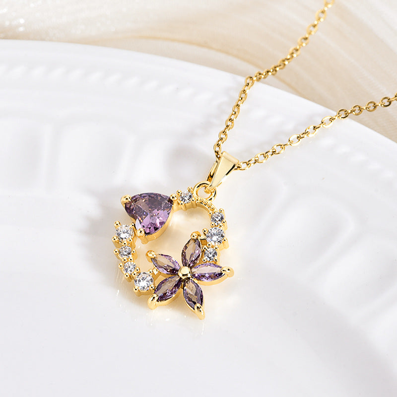 Copper Zircon Crystal Pendant Necklace — 18K Gold Plated, 21 Styles, Fade-Resistant