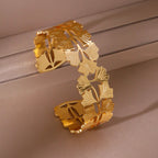 Titanium Steel Bangle Bracelet — 18K Gold Plated, 19 Styles, Fade-Resistant