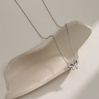 Butterfly Bow Pendant Knot Necklace — 18K Gold Plated, Minimalist Collarbone Chain