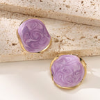 Irregular Circle Enamel Stud Earrings — 304 Stainless Steel, 18K Gold, 6 Colors