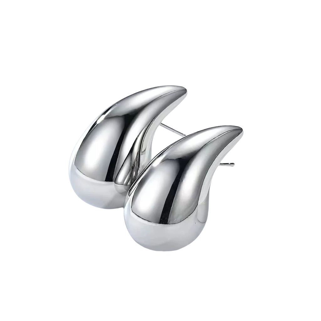 Solid Drop-Shape Stud Earrings — Stainless Steel, 18K Gold Plated, Amazon Best Seller