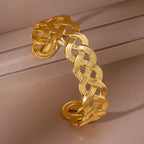 Titanium Steel Bangle Bracelet — 18K Gold Plated, 19 Styles, Fade-Resistant