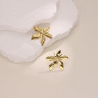 Irregular Hammered Stud Earrings — Stainless Steel, 18K Gold Plated, Bold Trendy