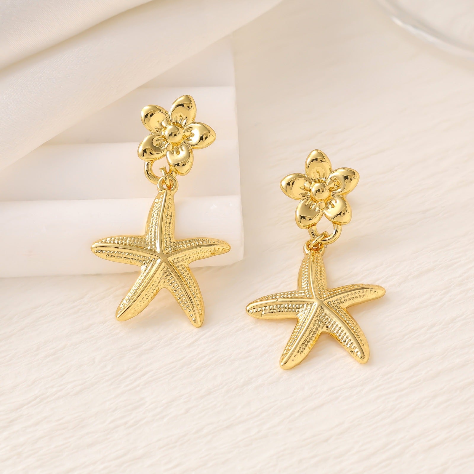 Shell & Five-Point Star Geometric Drop Earrings — Fashion Women Earrings