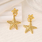 Shell & Five-Point Star Geometric Drop Earrings — Fashion Women Earrings