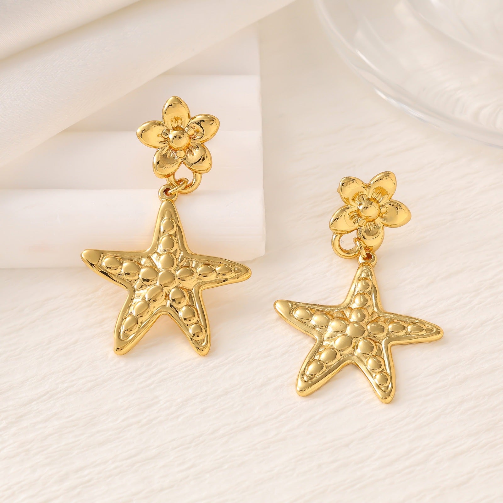 Shell & Five-Point Star Geometric Drop Earrings — Fashion Women Earrings