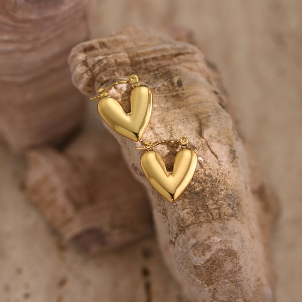 Geometric Hammered Oil-Pressed Earrings — Stainless Steel, 18K Gold Plated, Minimalist