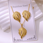 Vintage 18K Gold Earrings & Necklace Set — 304 Stainless Steel, Fade-Resistant