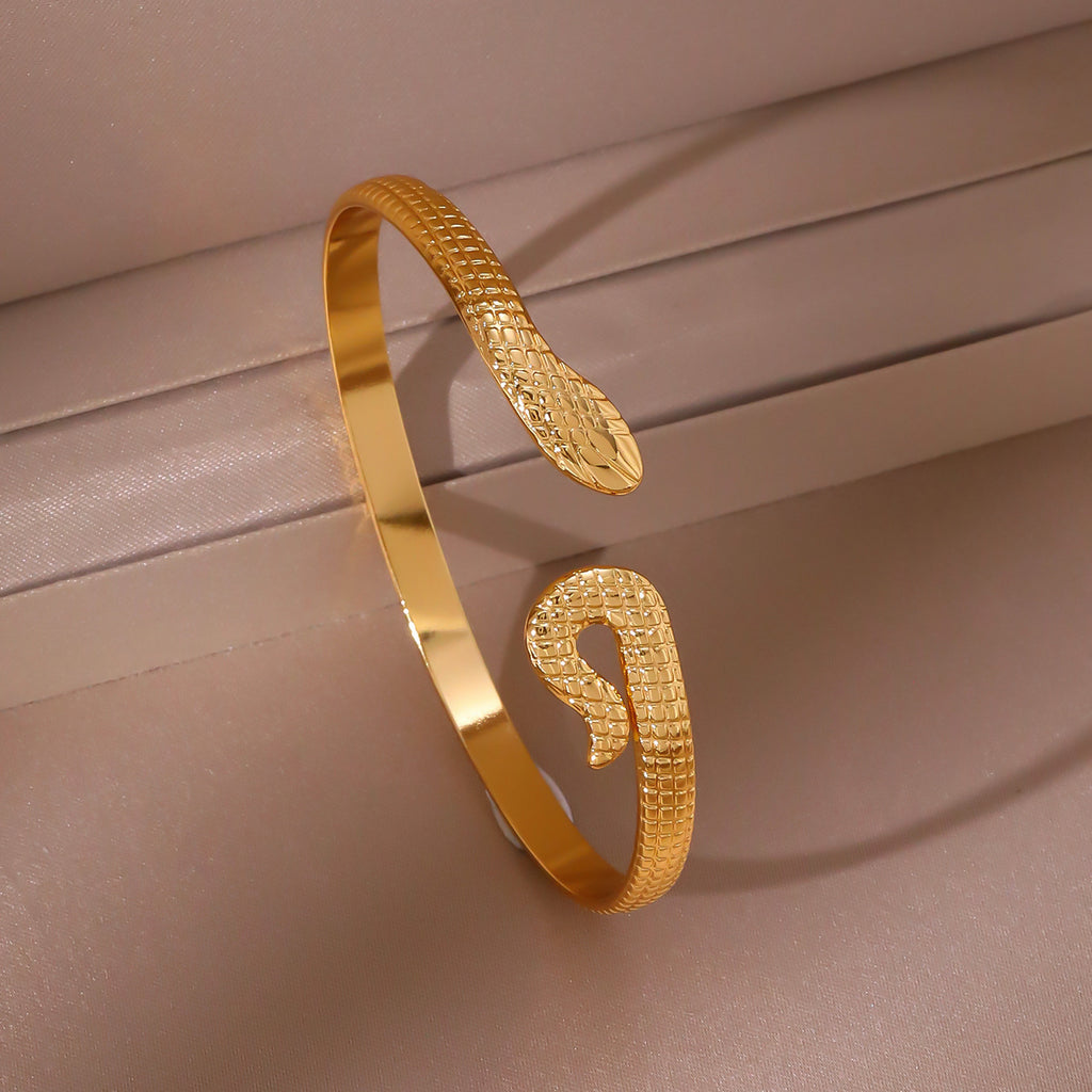 Titanium Steel Bangle Bracelet — 18K Gold Plated, 19 Styles, Fade-Resistant