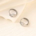 Geometric Zircon Hoop Earrings — Stainless Steel, 18K Gold Plated, Versatile