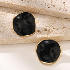 Irregular Circle Enamel Stud Earrings — 304 Stainless Steel, 18K Gold, 6 Colors