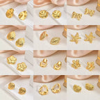 Fashion Oil-Pressed Stud Earrings — 18K Gold Plated Stainless Steel Minimalist Earrings
