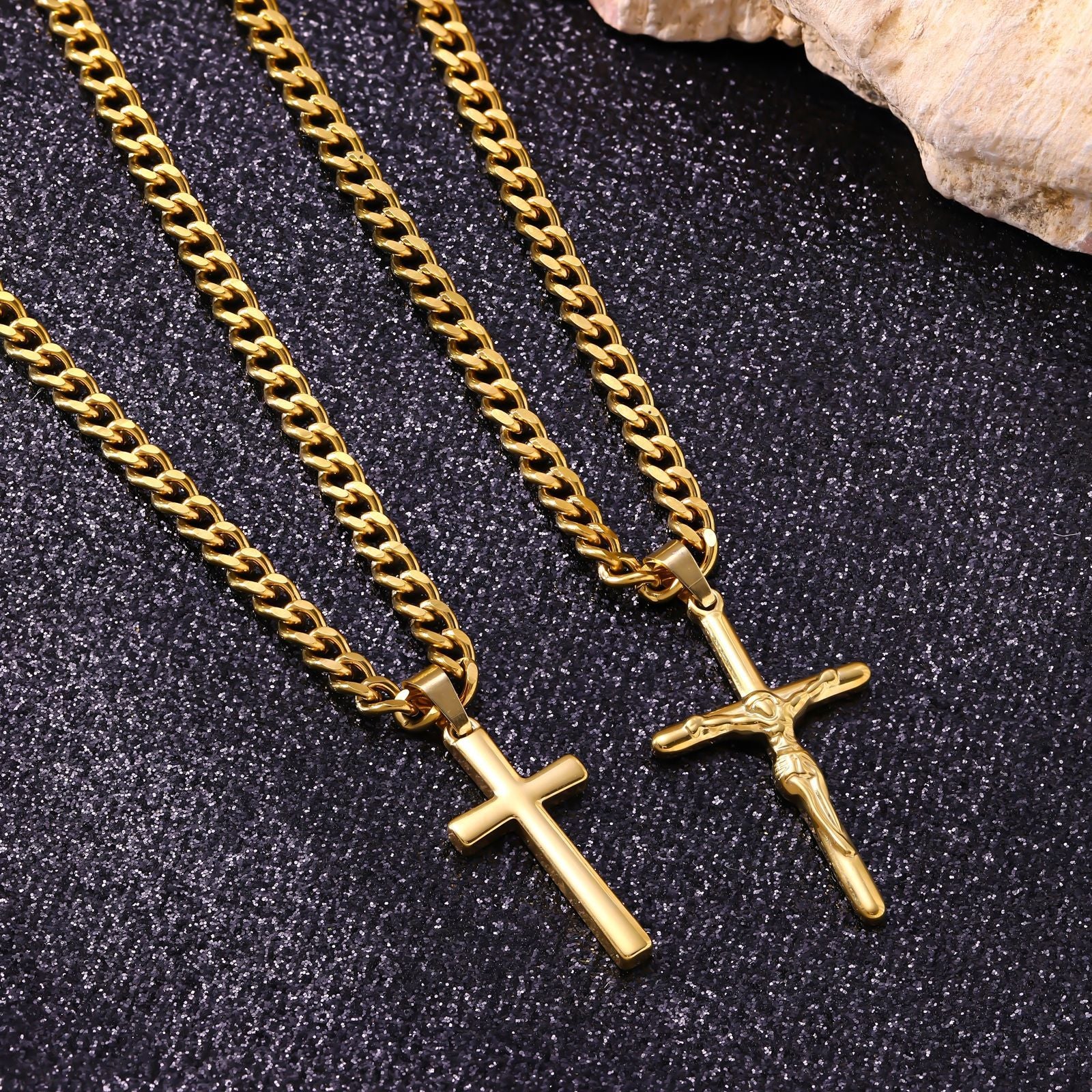 Stainless Steel Cross Pendant Necklace — Punk Hip-Hop Men