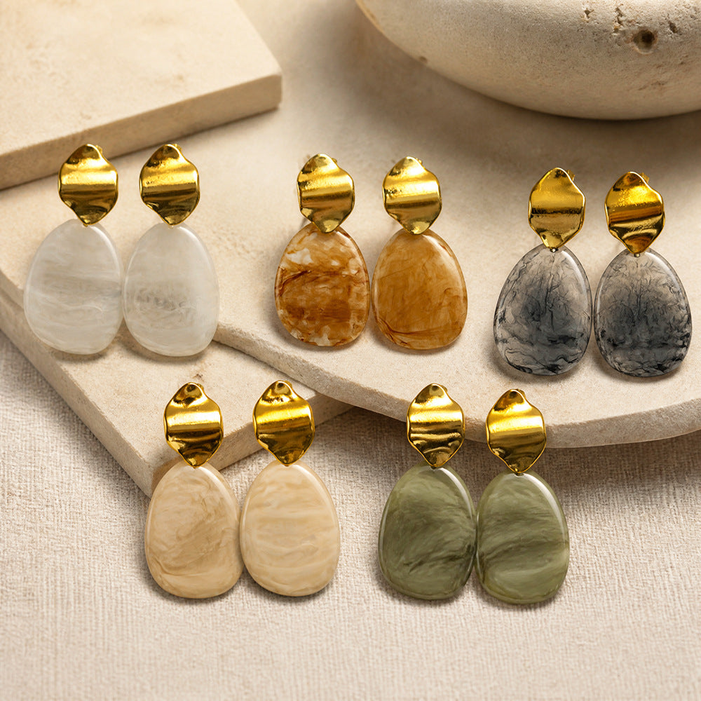 Colorful Resin Geometric Irregular Stud Earrings — Unique Design