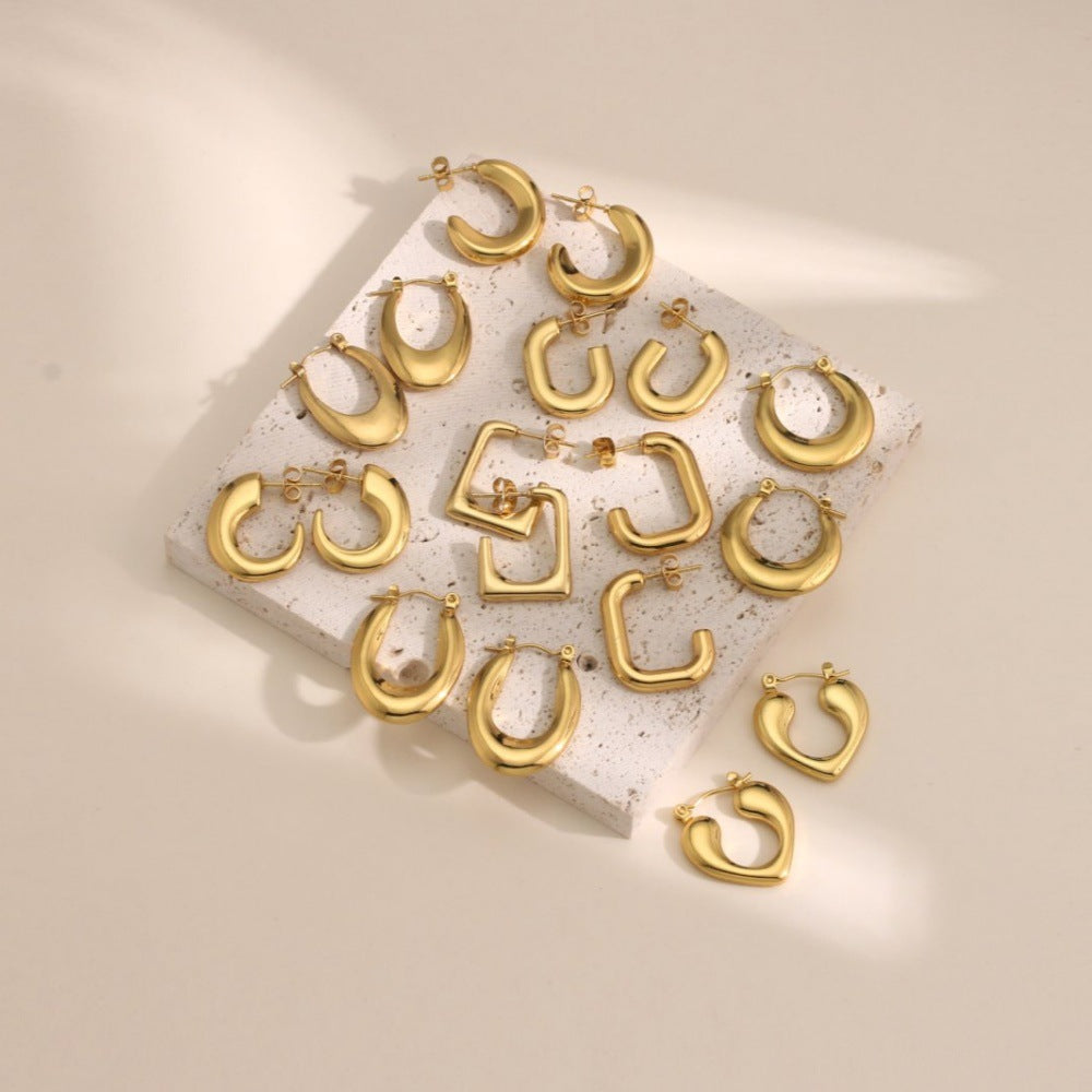 Geometric Hammered Irregular Stainless Steel Earrings — Niche Minimalist