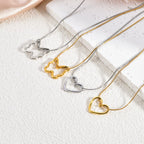 Hollow Butterfly Heart Pendant Necklace — Titanium Steel Choker
