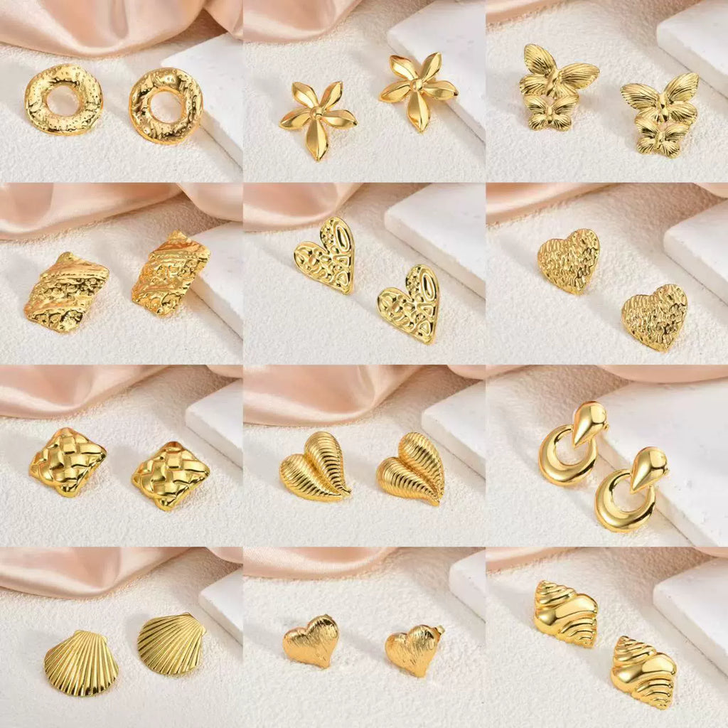 Geometric Irregular Stud Earrings — 18K Gold Plated Titanium Steel