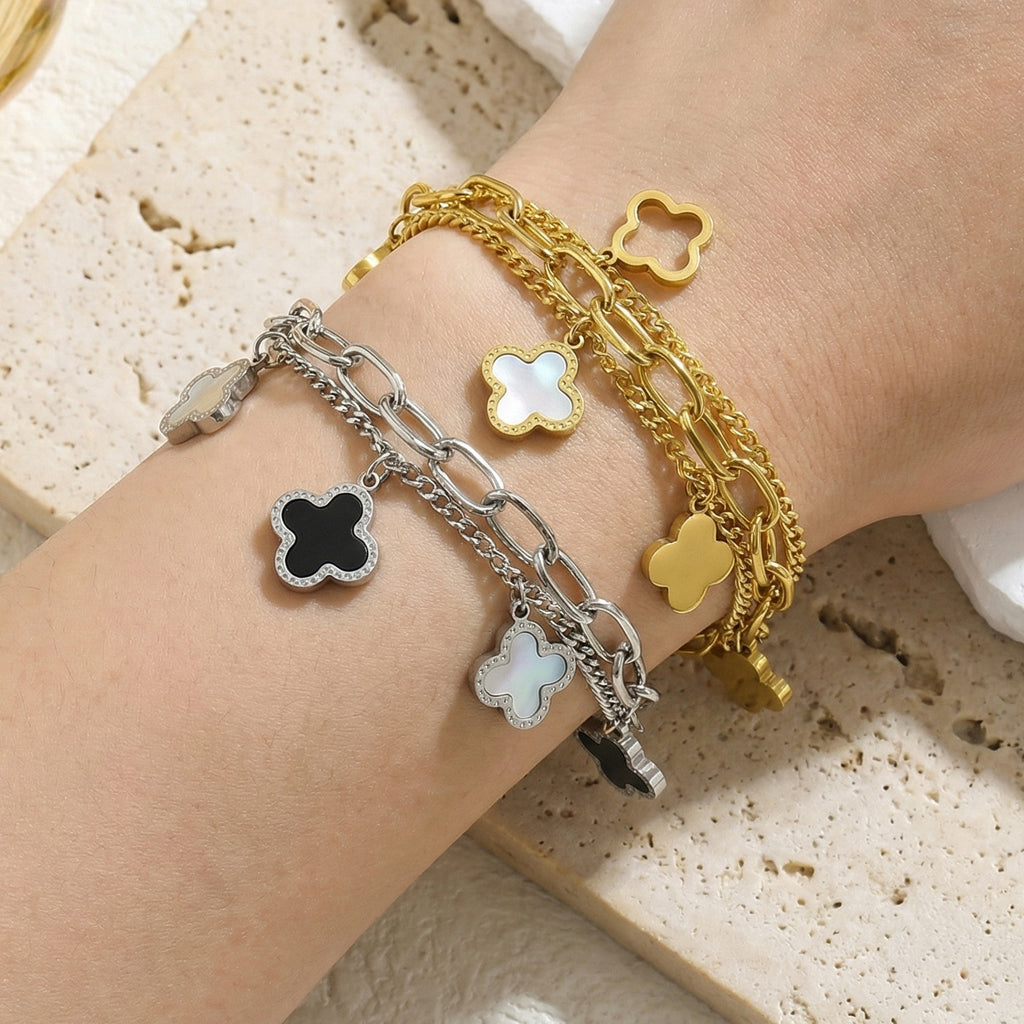 Four-Leaf Clover Bracelet — Titanium Steel Light Luxury