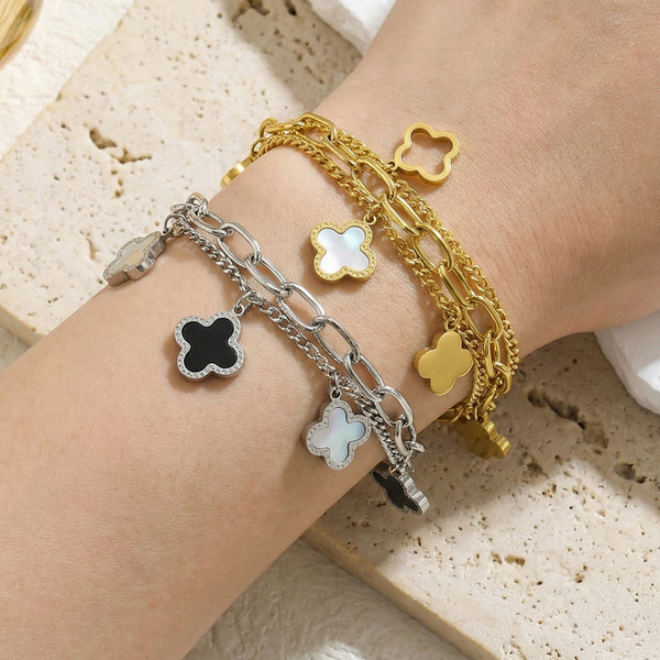 Four-Leaf Clover Bracelet — Titanium Steel Light Luxury