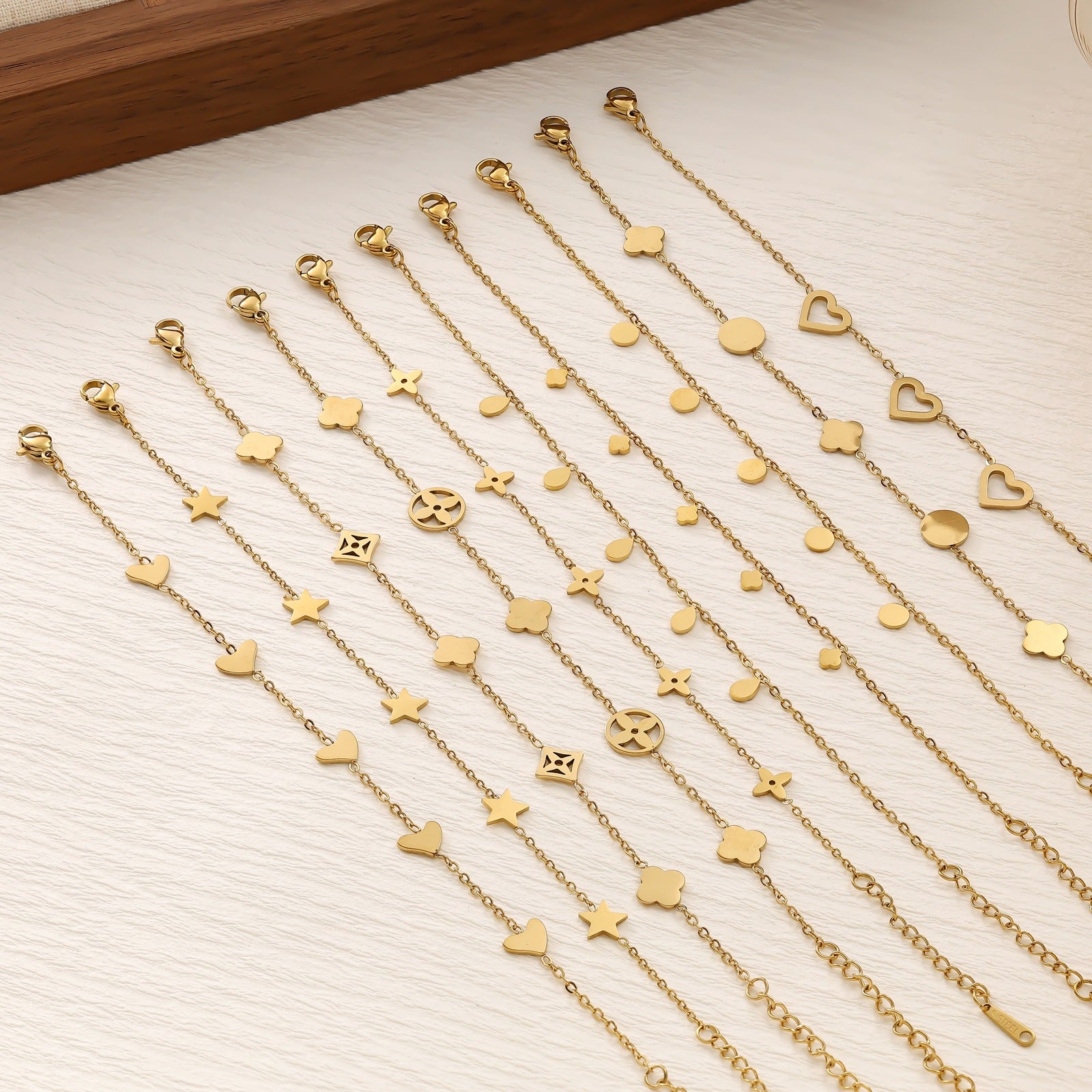 Heart Star Moon Titanium Steel Bracelet — 18K Gold Plated
