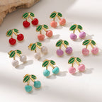 Fruit Cherry 304 Stainless Steel Stud Earrings — 18K Gold Plated