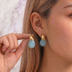 Teardrop Resin Cast Stud Earrings — Titanium Steel Light Luxury