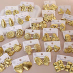 Retro Geometric Oil-Pressed Stud Earrings — 16 Styles Stainless Steel