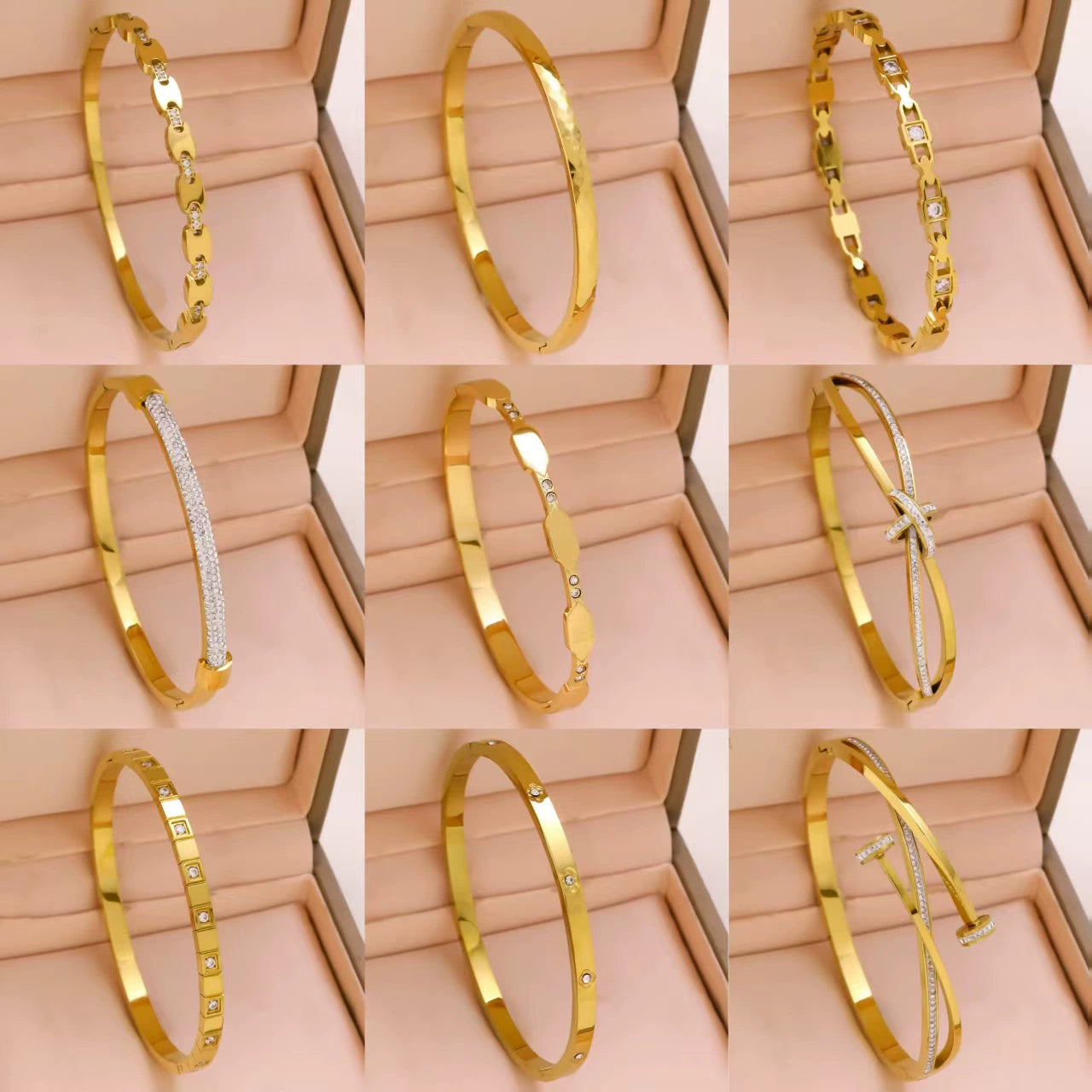 Titanium Steel Bangle Bracelet — 18K Gold Plated Fashion