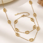 Titanium Steel Bracelet & Necklace Set — 18K Gold Plated Stainless Steel