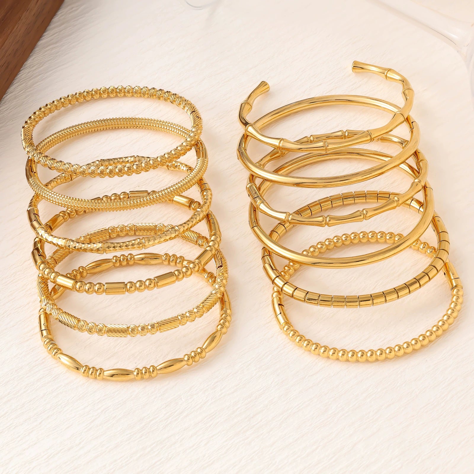 Titanium Steel Bangle Set — 18K Gold Plated Minimalist