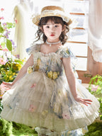 Girls Summer Wizard of Oz Lolita Princess Dress — Fluffy Puff Sleeveless Party Gown for Kids