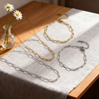 Paperclip Chain Bracelet and Necklace Set — 304 Stainless Steel Hip-Hop Punk