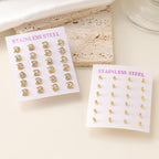 Geometric Zirconia Stud Earrings — 18K Gold Plated Stainless Steel