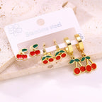 Creative Fruit Strawberry Pineapple Banana Cherry Earrings — Stainless Steel