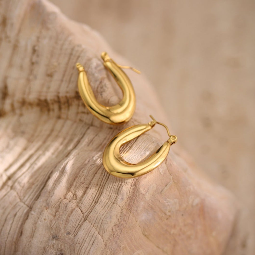 Geometric Hammered Irregular Stainless Steel Earrings — Niche Minimalist
