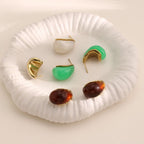 Vintage Resin Oval Stud Earrings — Light Luxury Blending