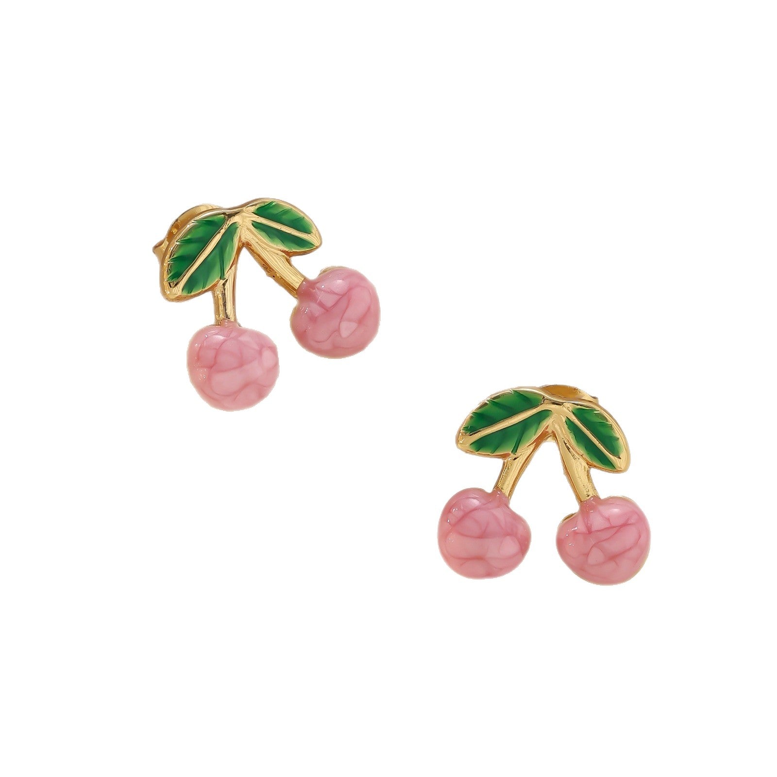 Fruit Cherry 304 Stainless Steel Stud Earrings — 18K Gold Plated