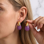 Teardrop Resin Cast Stud Earrings — Titanium Steel Light Luxury